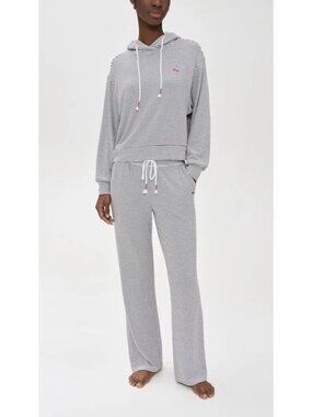 PJ Salvage small striped‎ life is sweet hoodie wide leg pants pajama lounge set